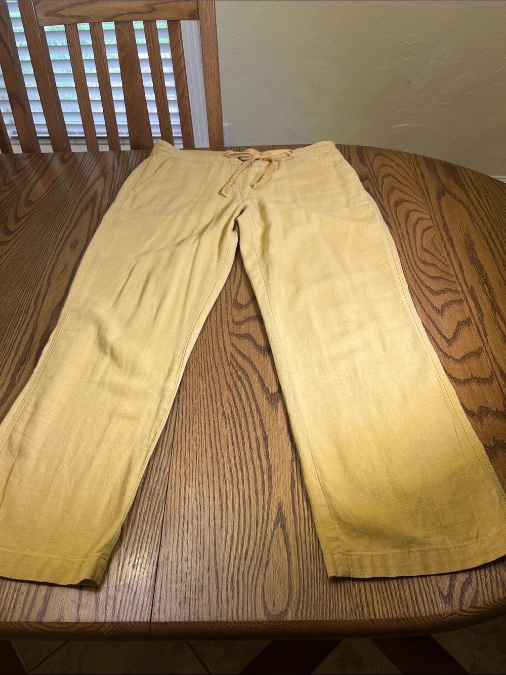 Women’s  Drawstring Linen-Blend Pants — gold